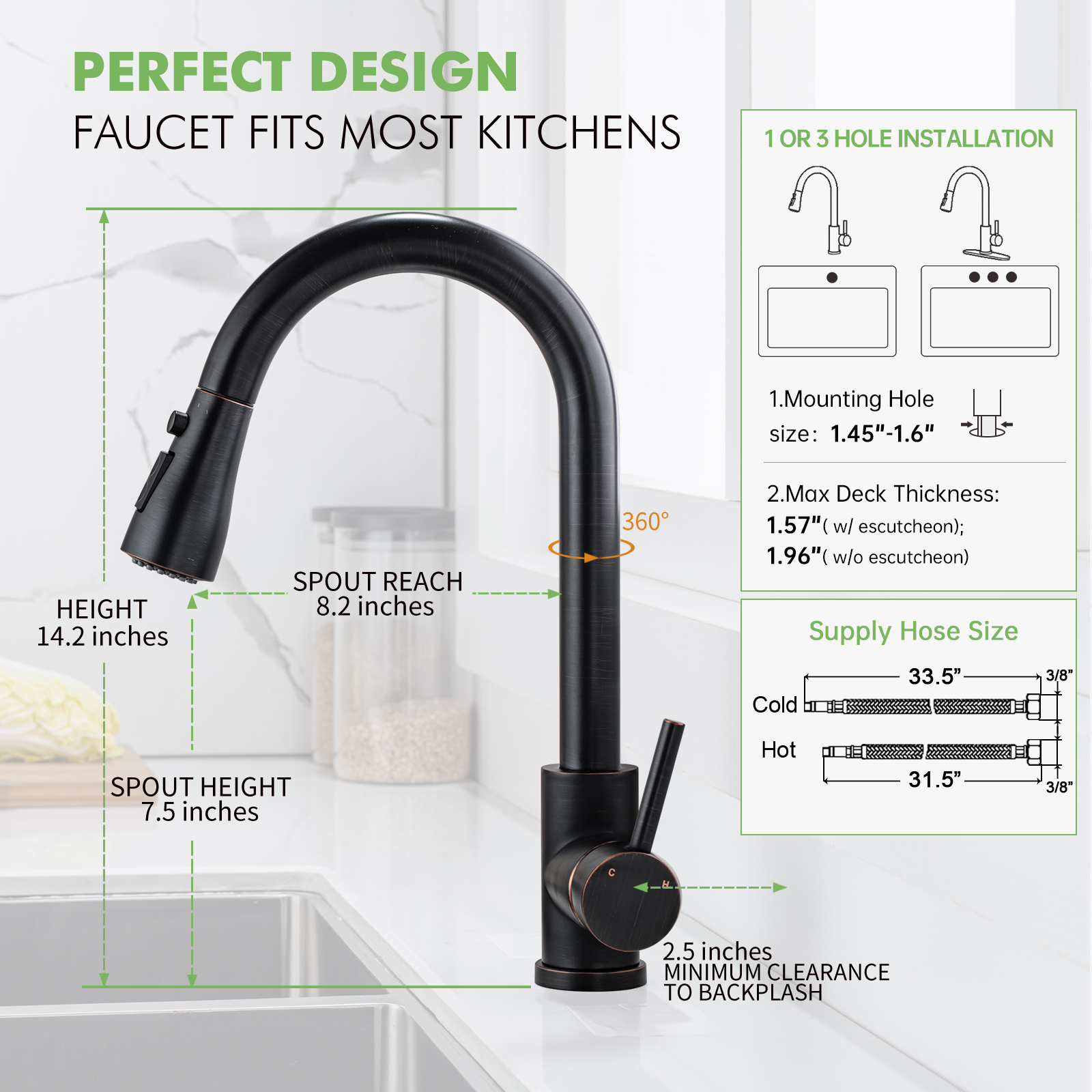 Oil Rubbed Bronze Kitchen Faucet with Pull Down Sprayer, Bronze faucet